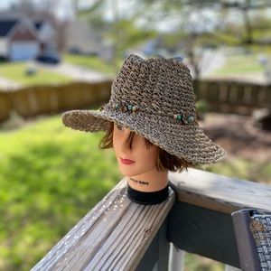 Ladies Scala Collezione Woven Hat with Wood Details
